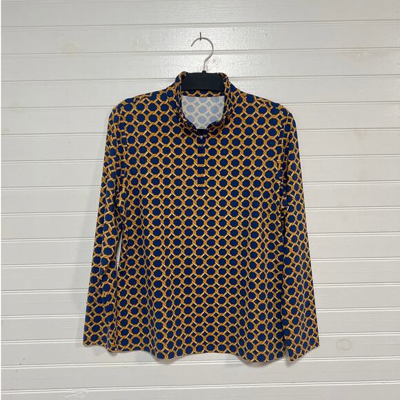 J McLaughlin Size XL Nylon Catalina Cloth Quarter Zip Pullover Chain Link Top - Picture 1 of 9